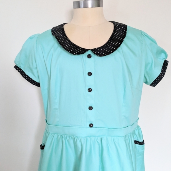 4X Pin up Couture Turquoise Dress - Picture 2 of 6